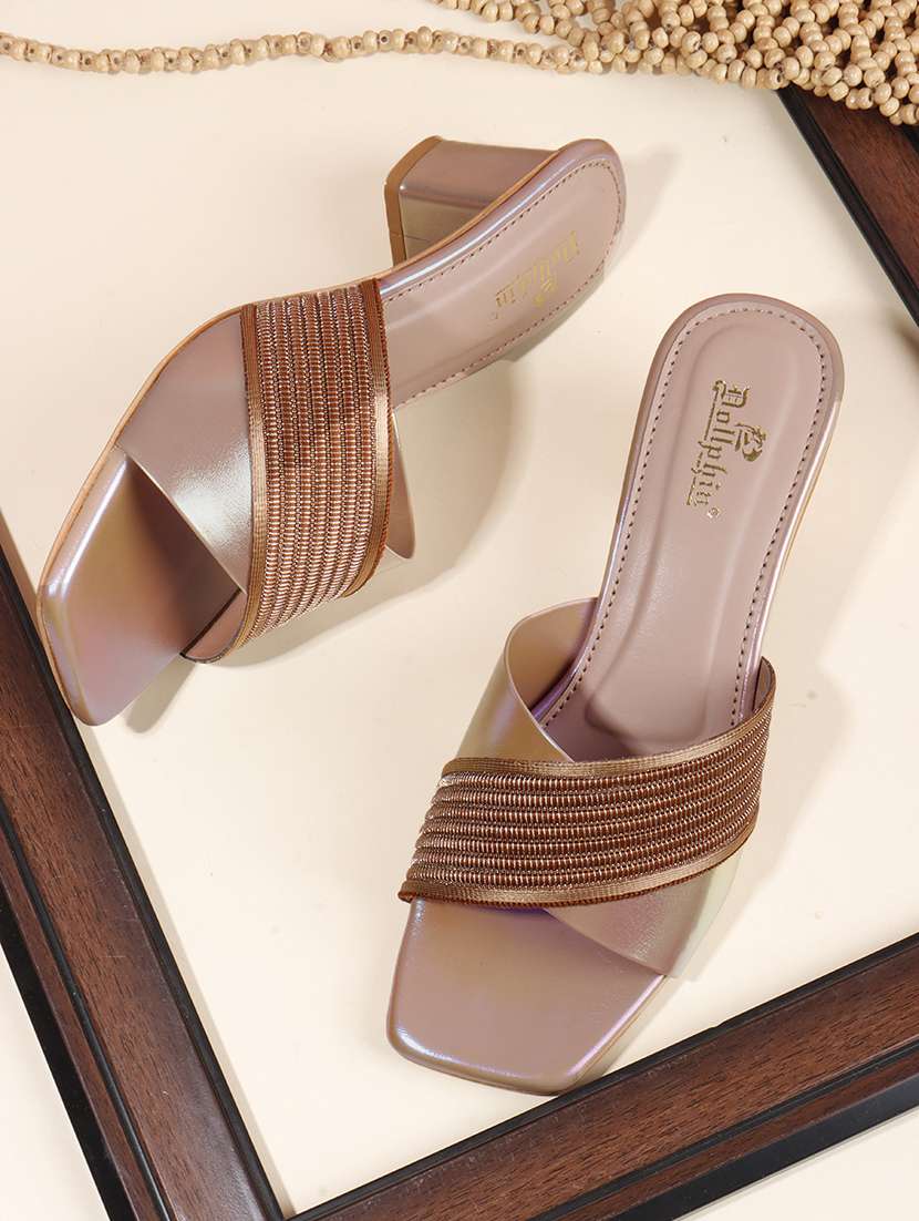 women solid slip on block heel sandal - 22078272 - Zoom Image - 0