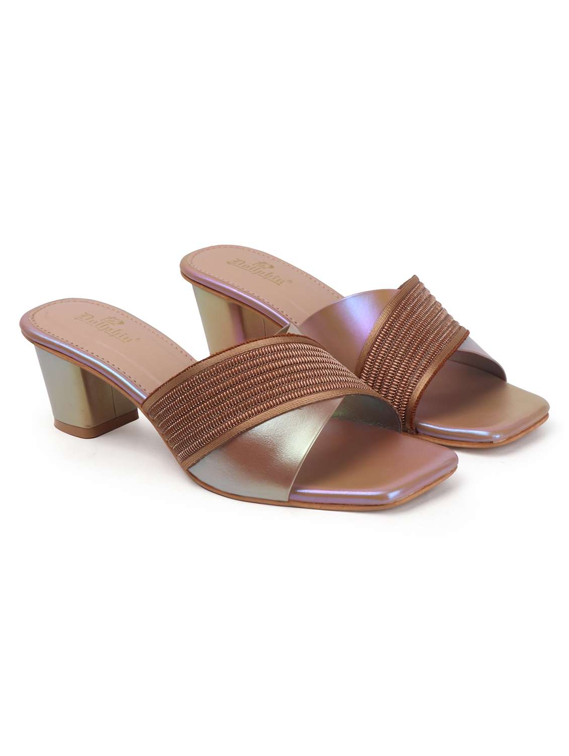 women solid slip on block heel sandal - 22078272 - Standard Image - 3
