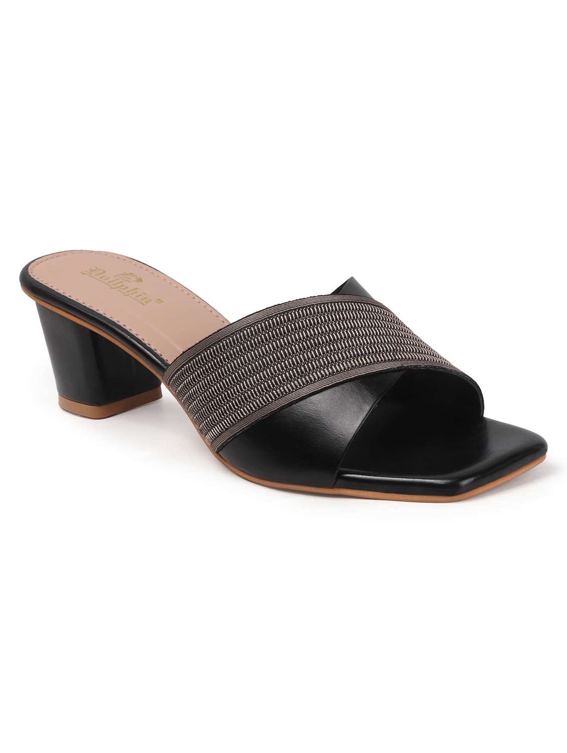 women solid slip on block heel sandal - 22078273 - Standard Image - 3