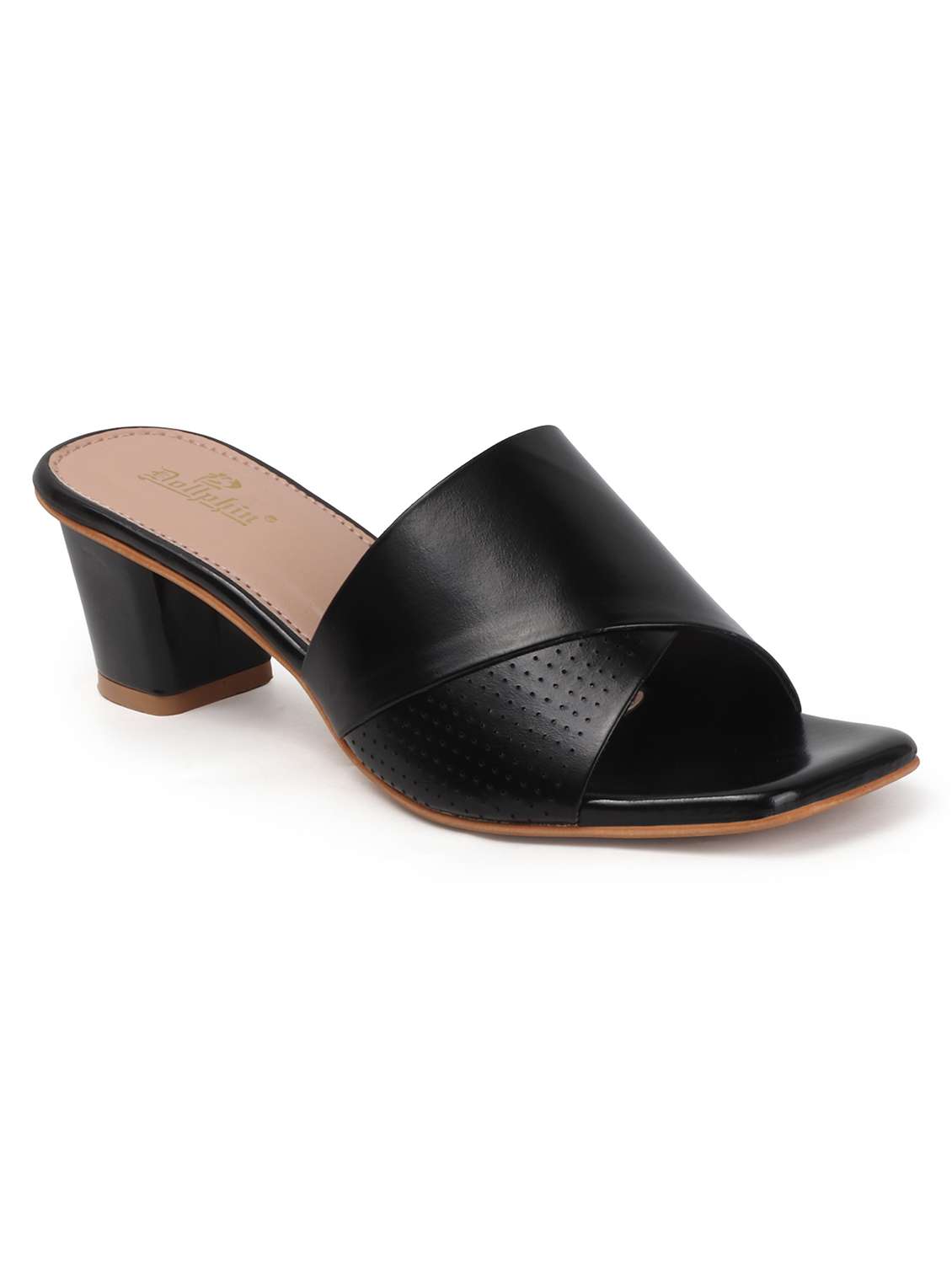 women solid slip on block heel sandal - 22078274 - Standard Image - 3