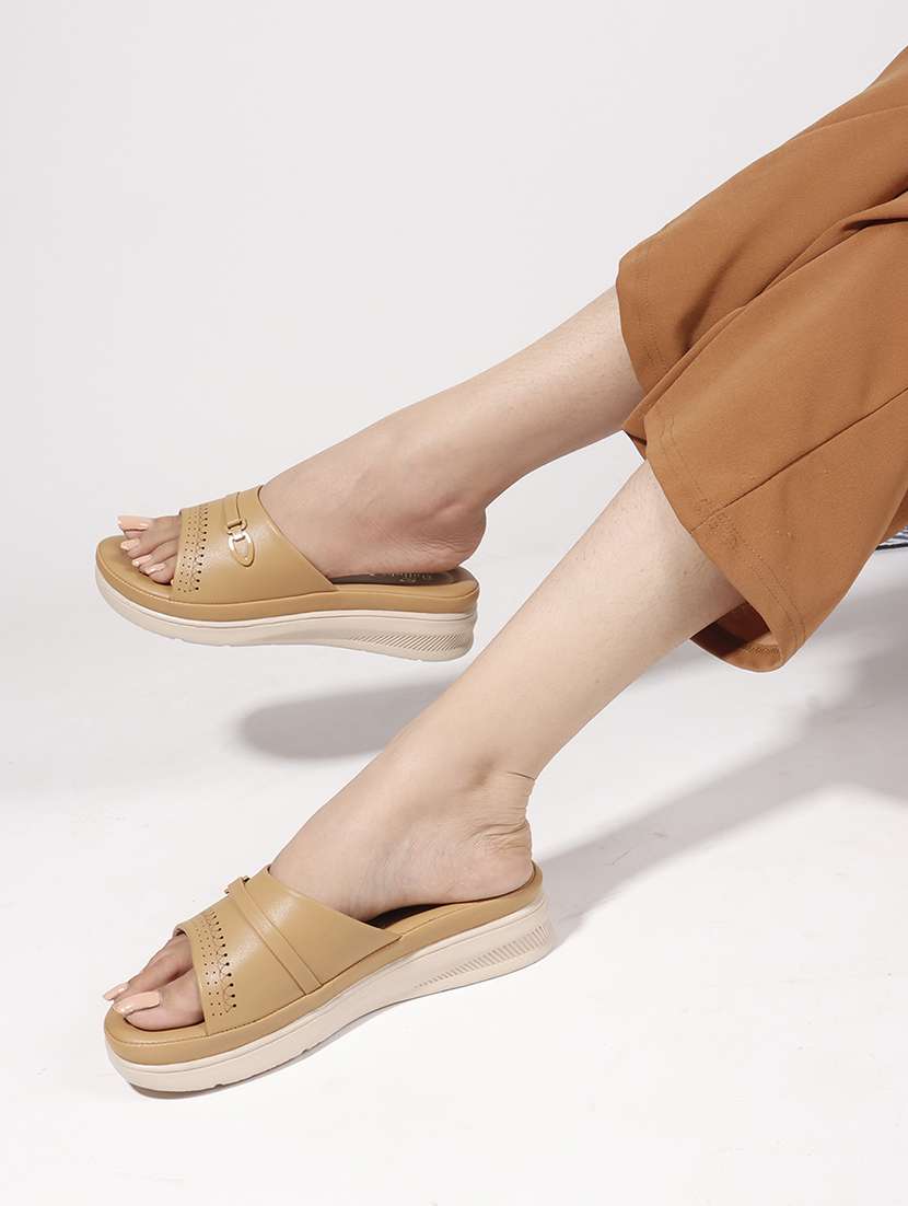 women beige slip on wedge - 22078286 - Standard Image - 5