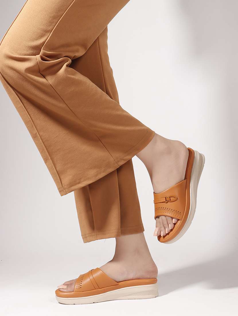 women tan slip on wedge - 22078288 - Standard Image - 5