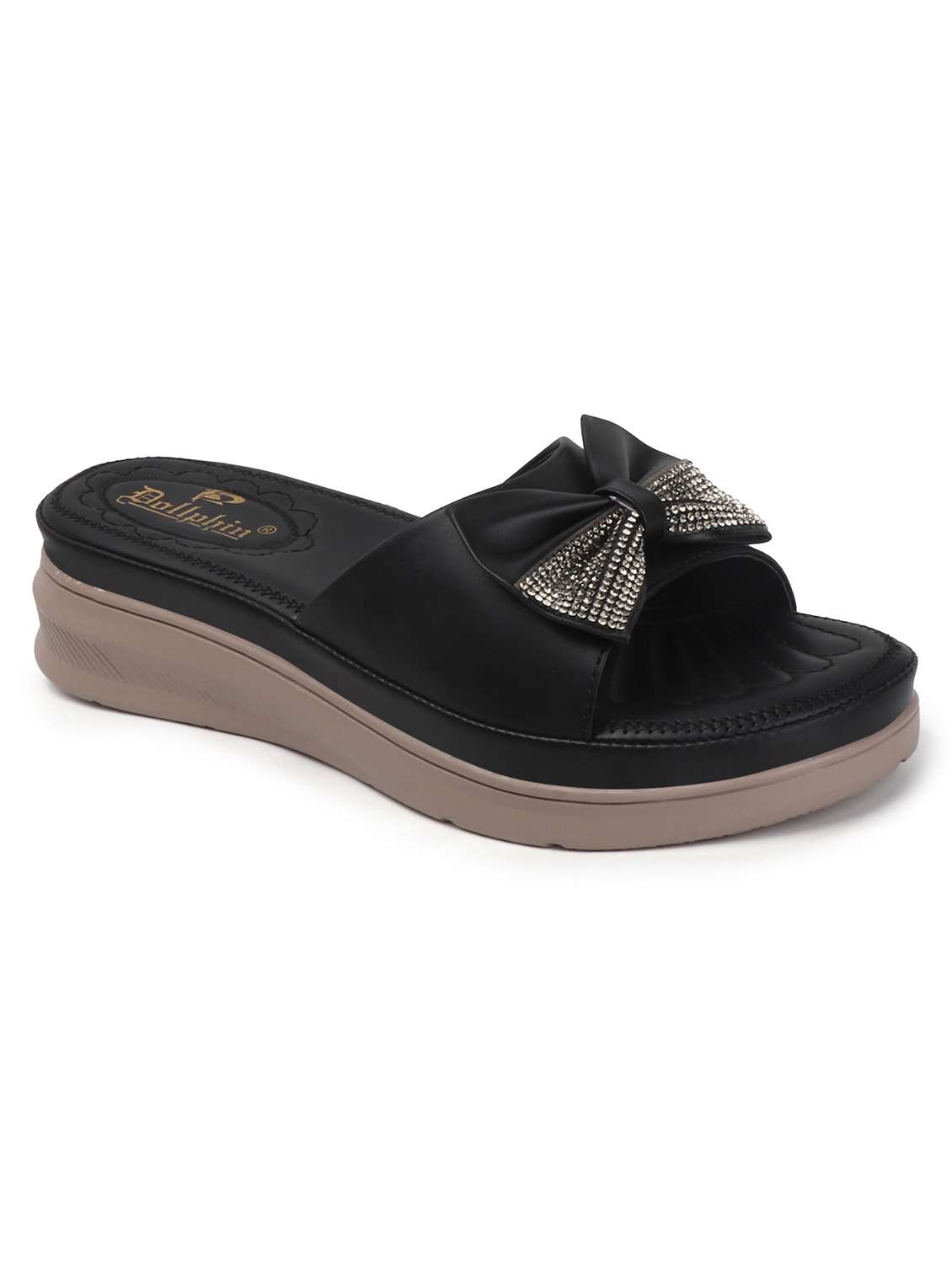 women black slip on wedges - 22078298 - Standard Image - 3