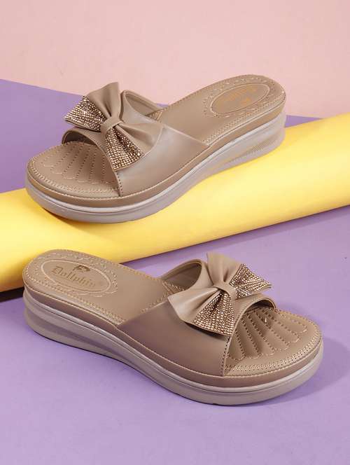 women beige slip on wedge - 22078301 - Standard Image - 0