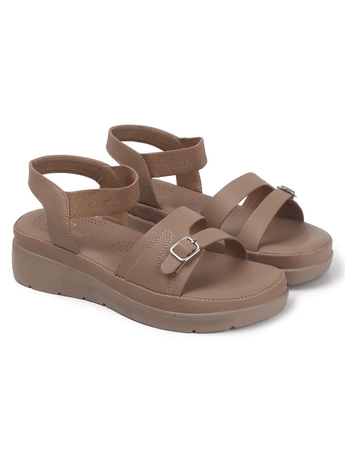 women solid back strap wedge - 22078310 - Standard Image - 3