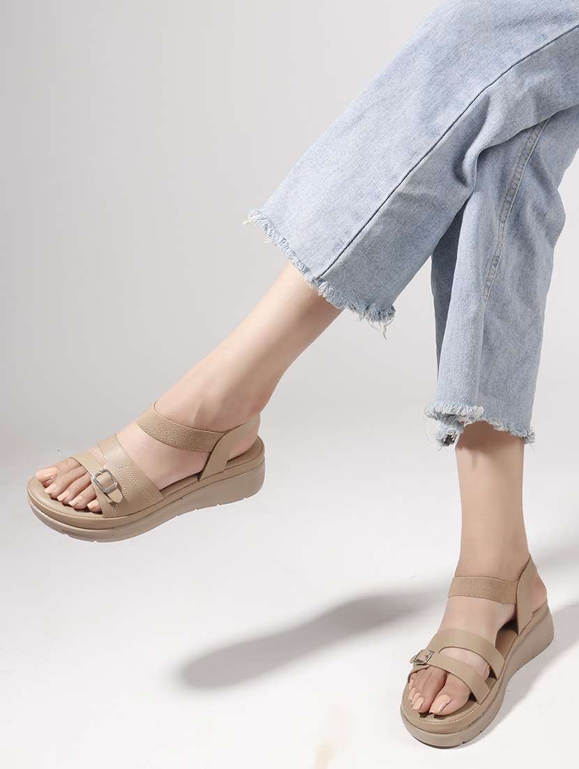 women solid back strap wedge - 22078310 - Standard Image - 5