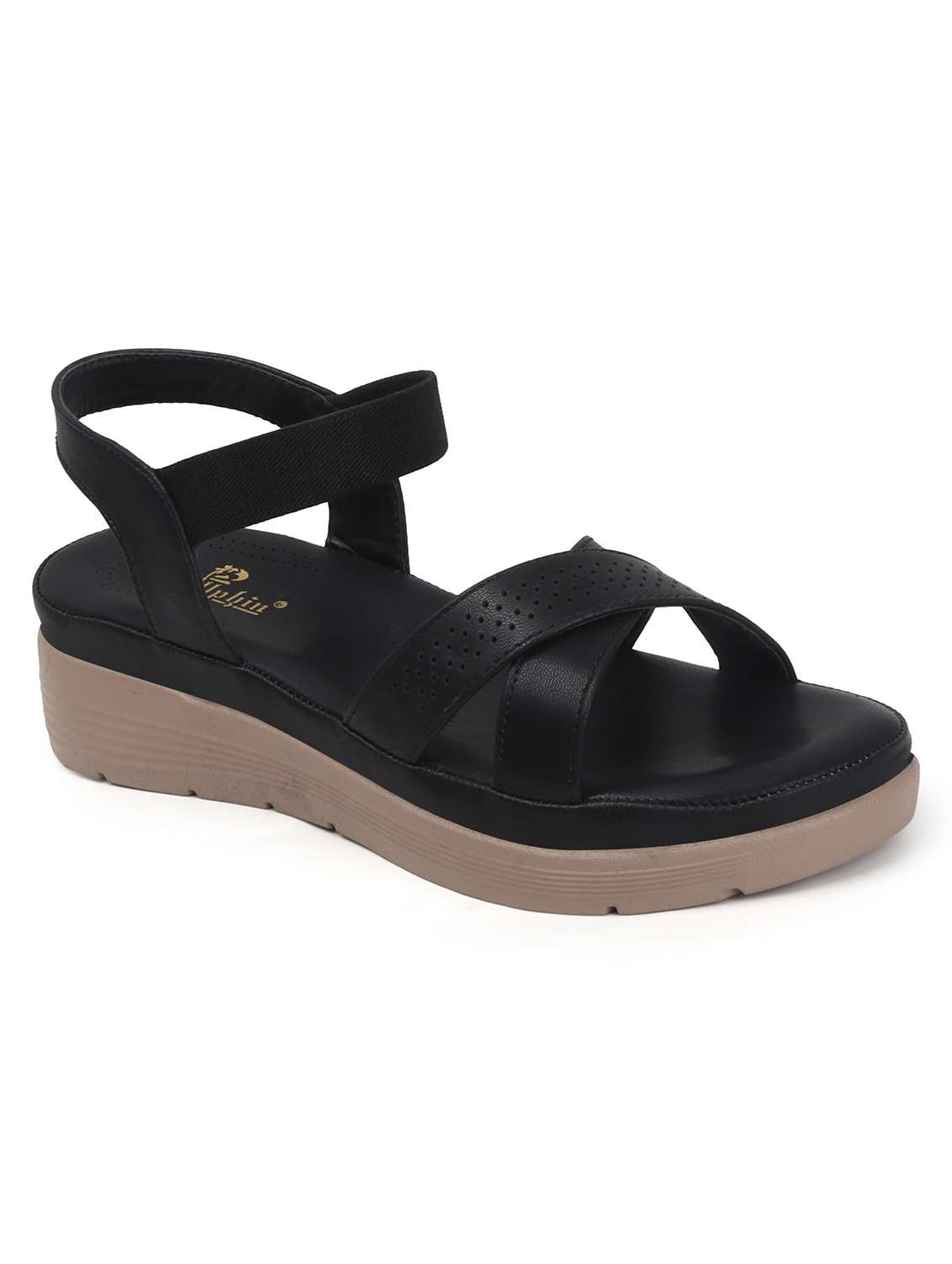 women solid back strap wedge - 22078311 - Standard Image - 3