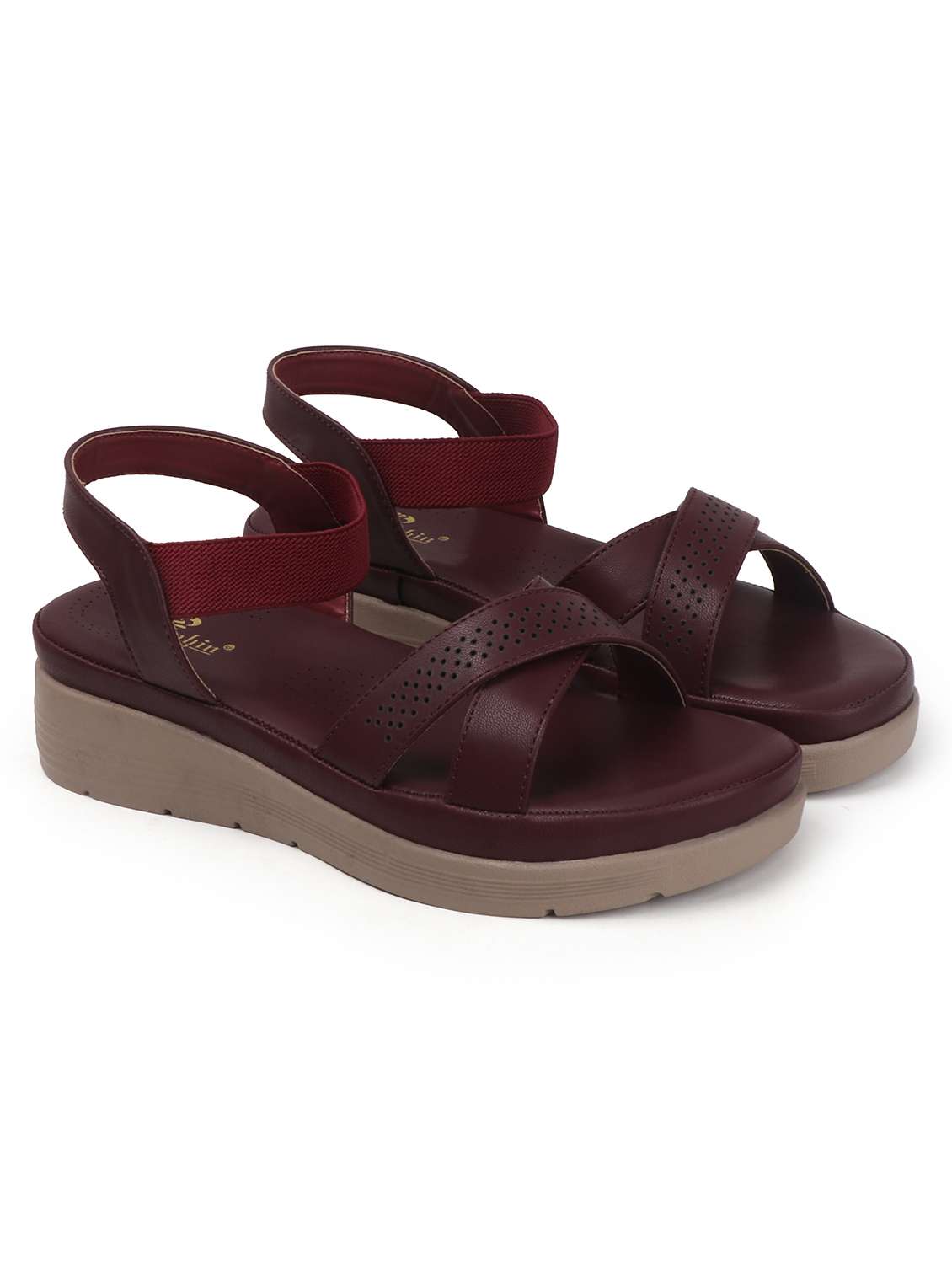 women solid back strap wedge - 22078312 - Standard Image - 3
