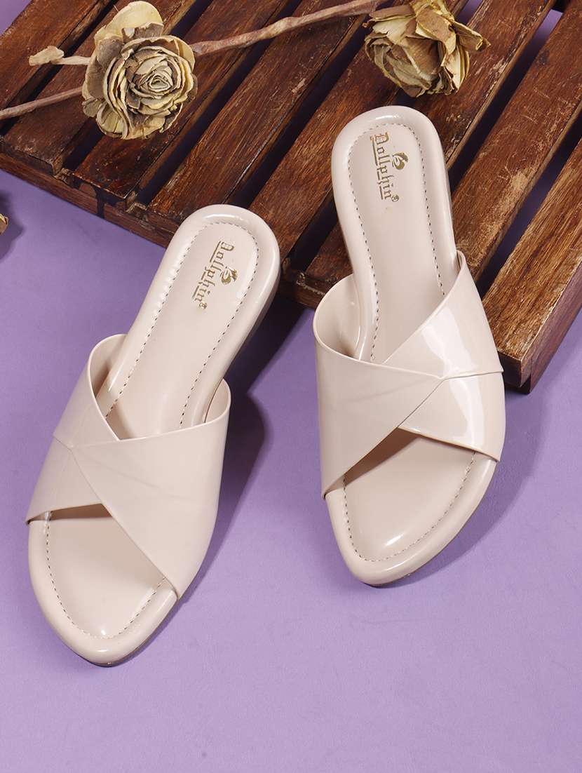 women beige solid slip on flats - 22078332 -  Zoom Image - 0