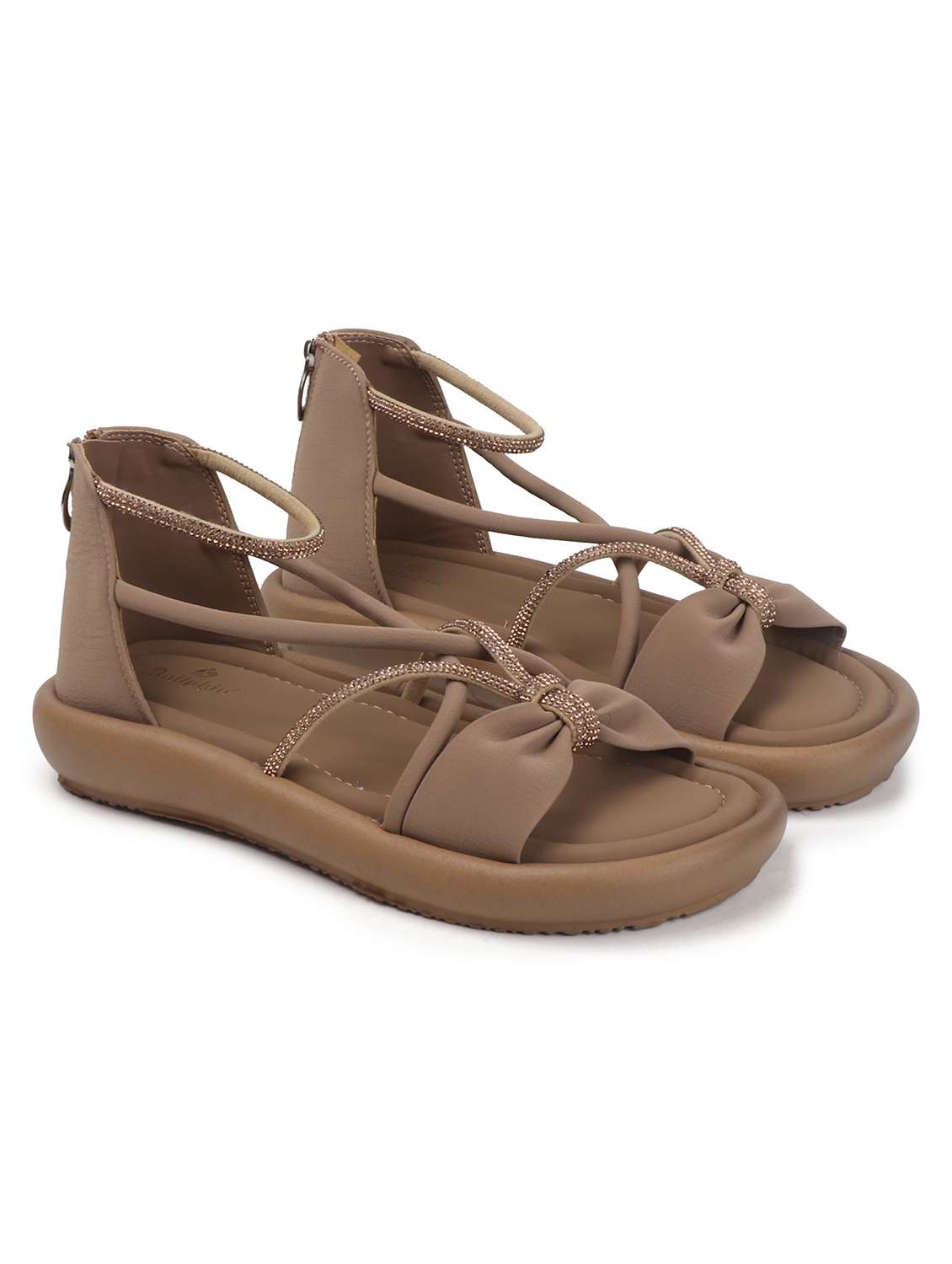 women solid strappy gladiators flats - 22078338 -  Standard Image - 3