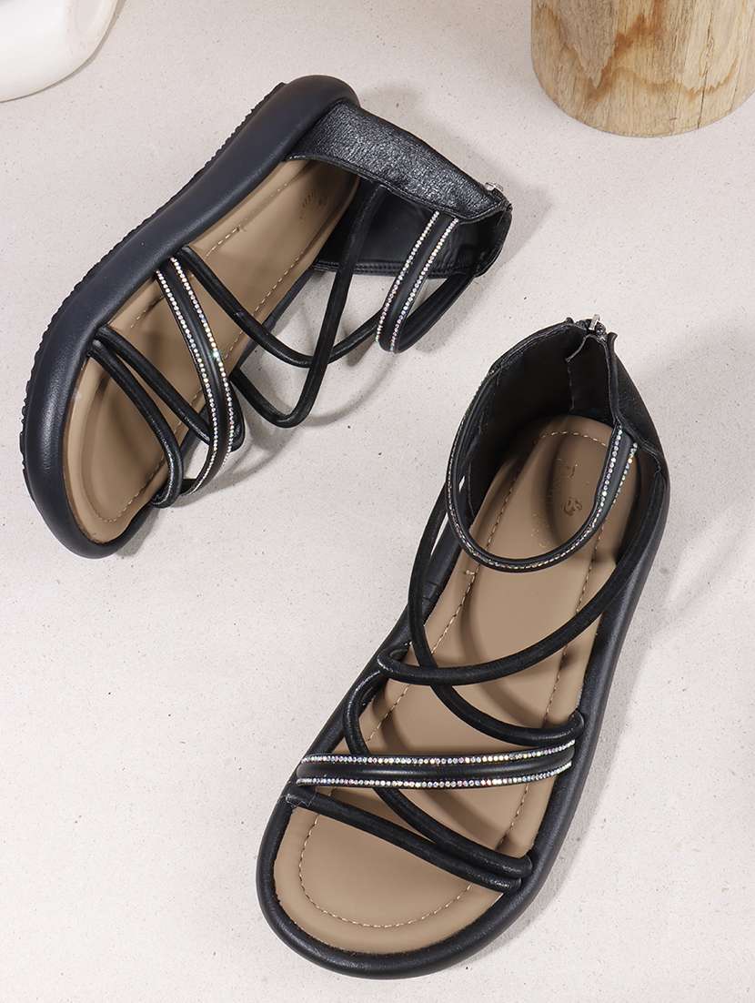 women solid strappy gladiators flats - 22078339 - Zoom Image - 0
