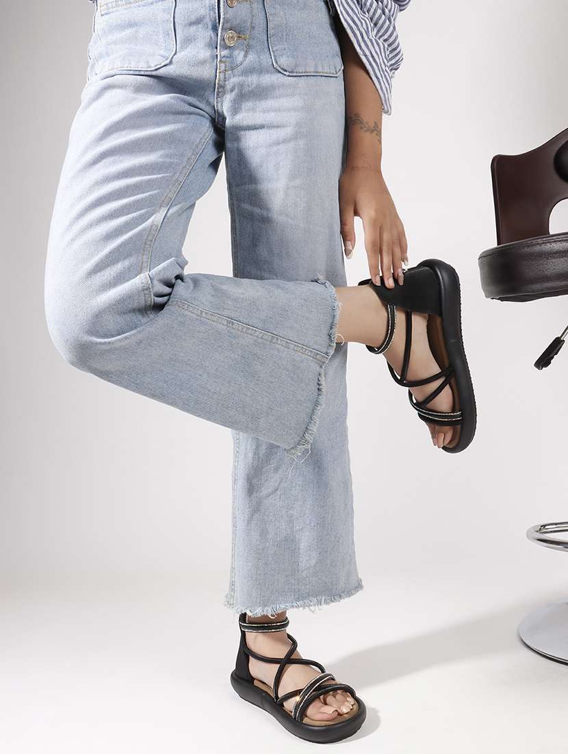 women solid strappy gladiators flats - 22078339 - Standard Image - 5