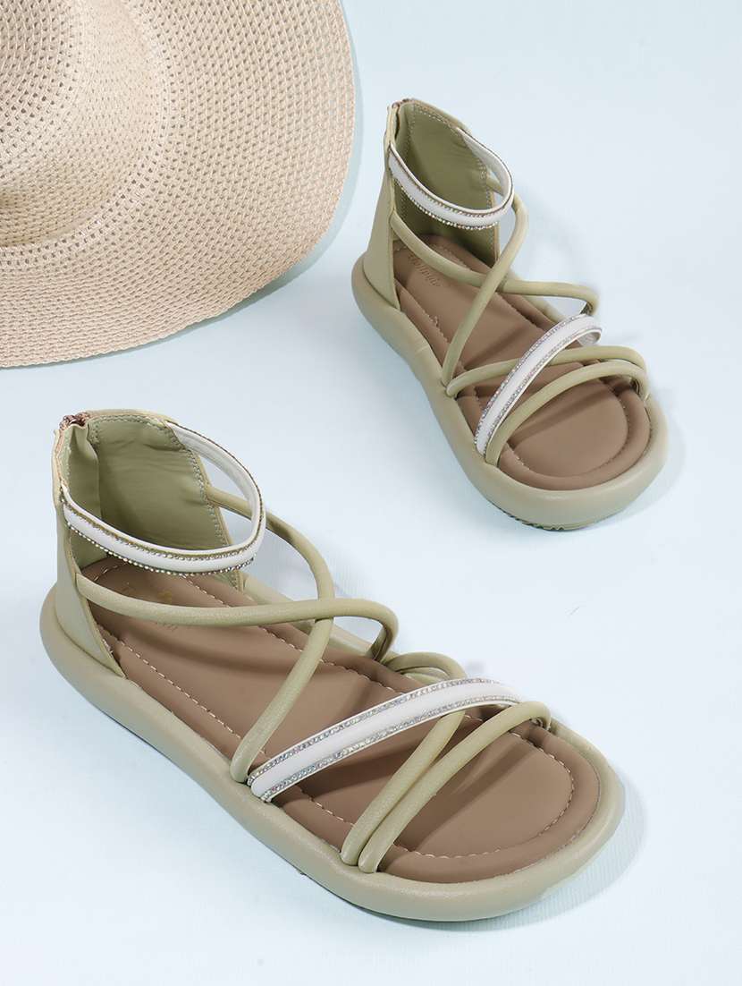 women solid strappy gladiators flats - 22078340 -  Zoom Image - 0