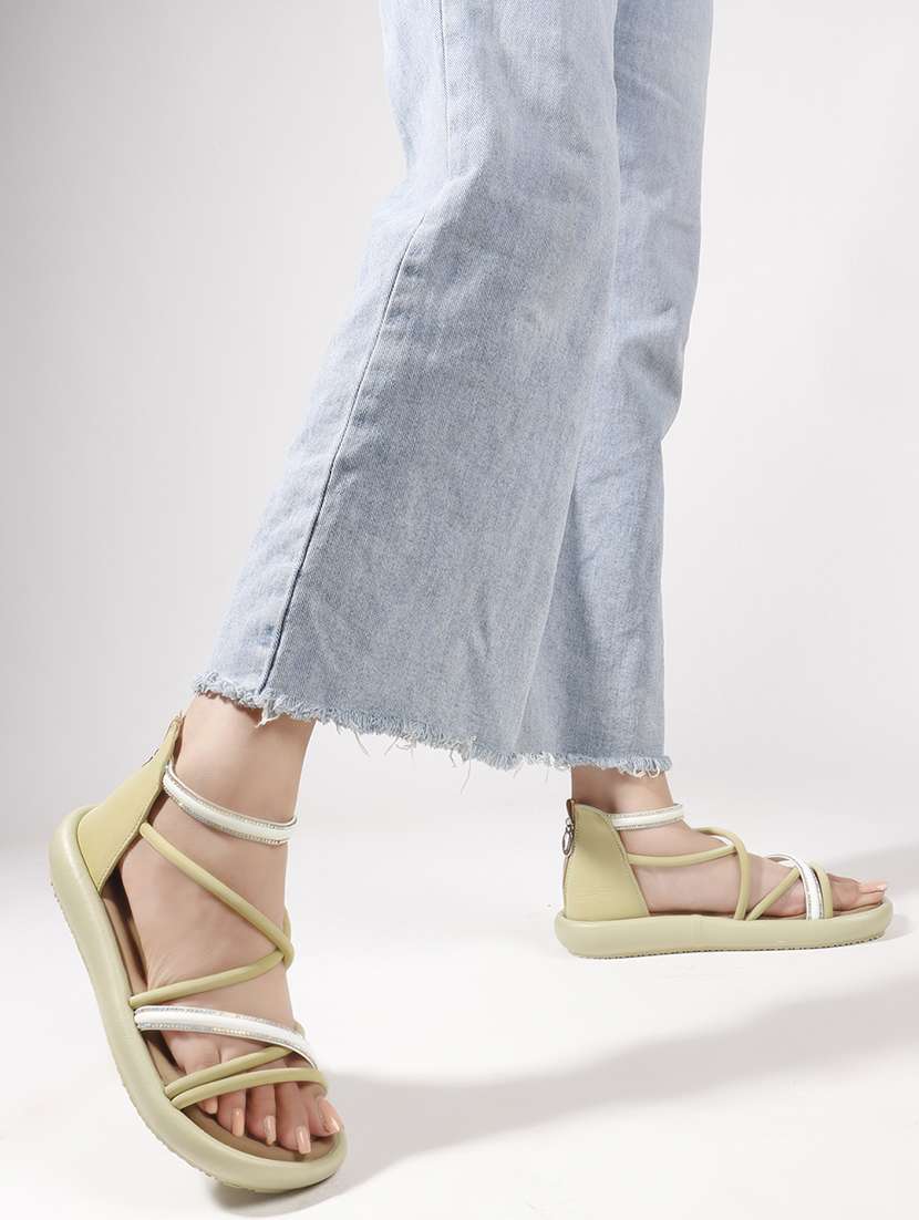 women solid strappy gladiators flats - 22078340 - Standard Image - 5