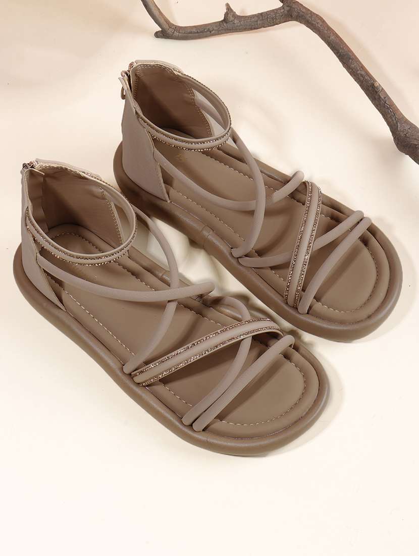 women solid strappy gladiators flats - 22078341 -  Zoom Image - 0