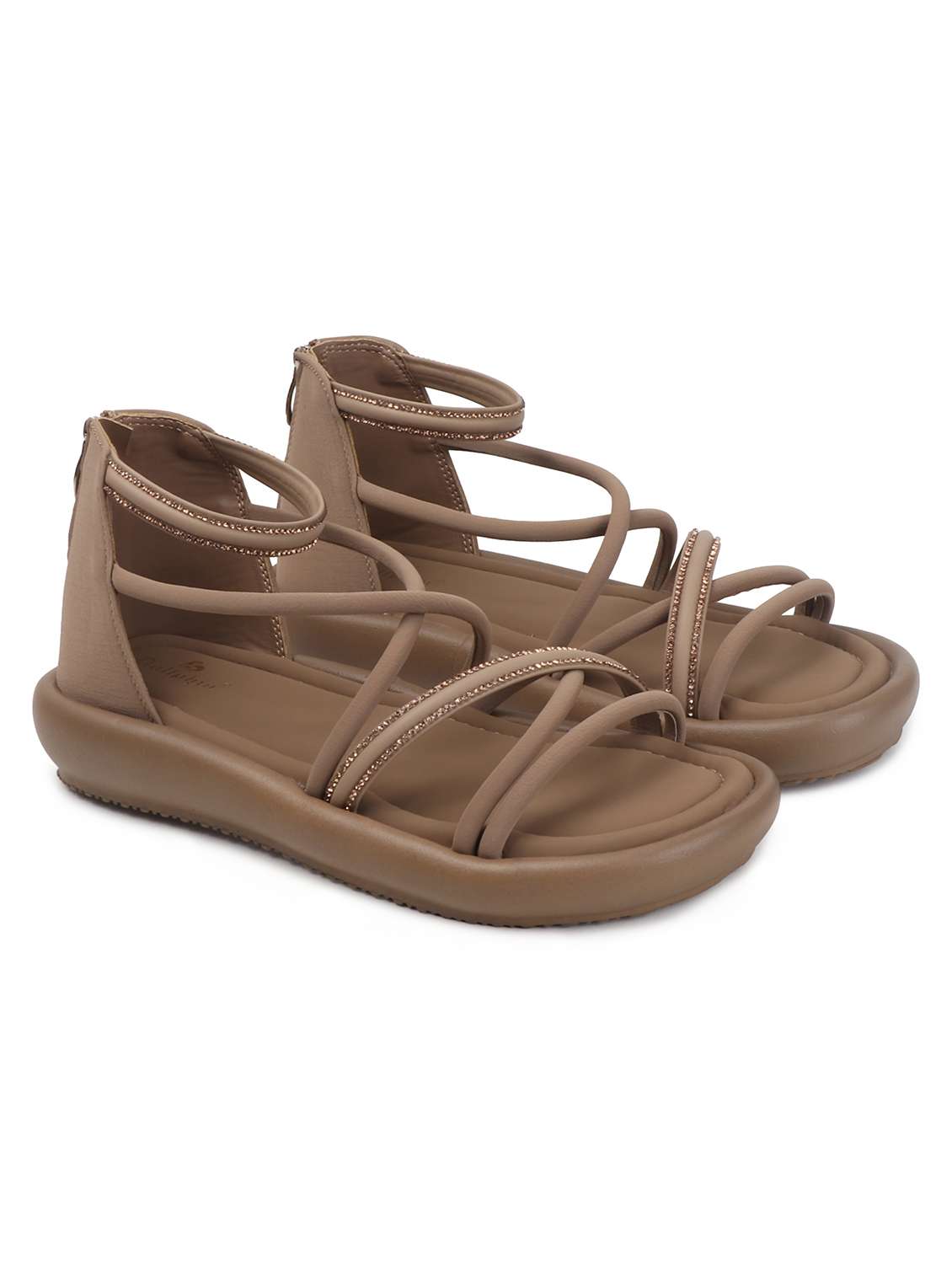 women solid strappy gladiators flats - 22078341 - Standard Image - 3