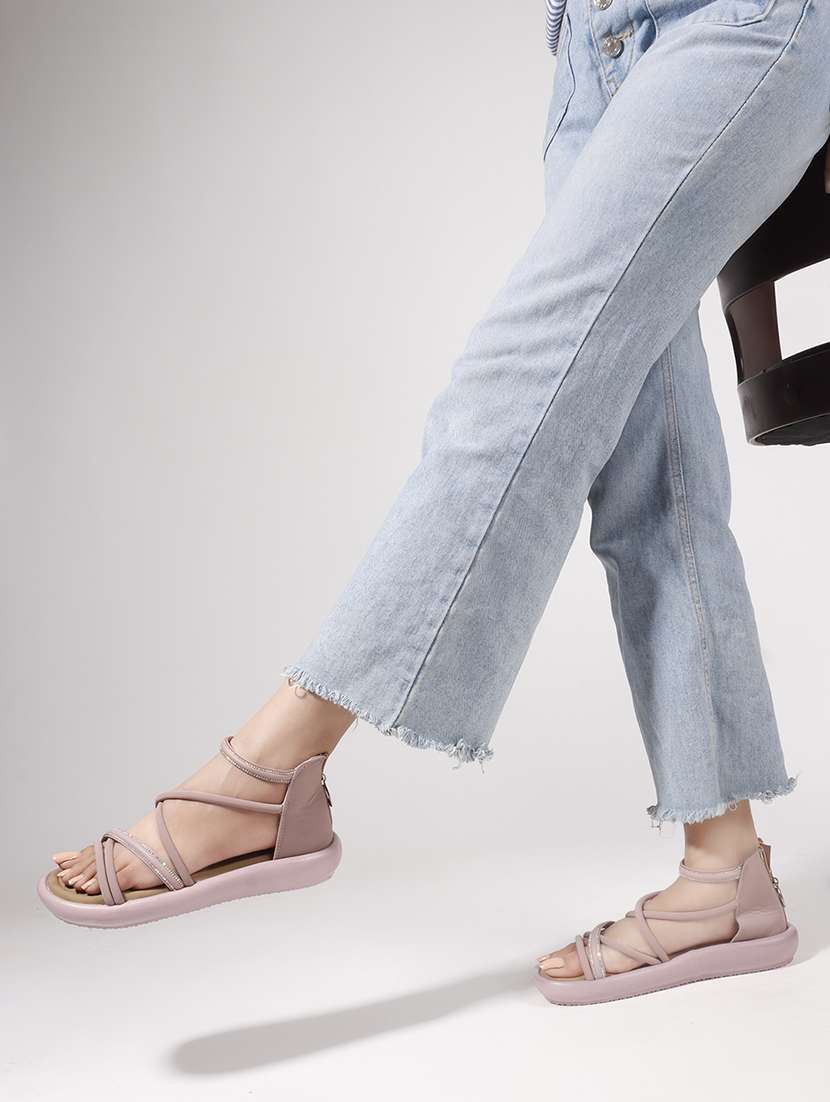 women solid strappy gladiators flats - 22078342 - Standard Image - 5