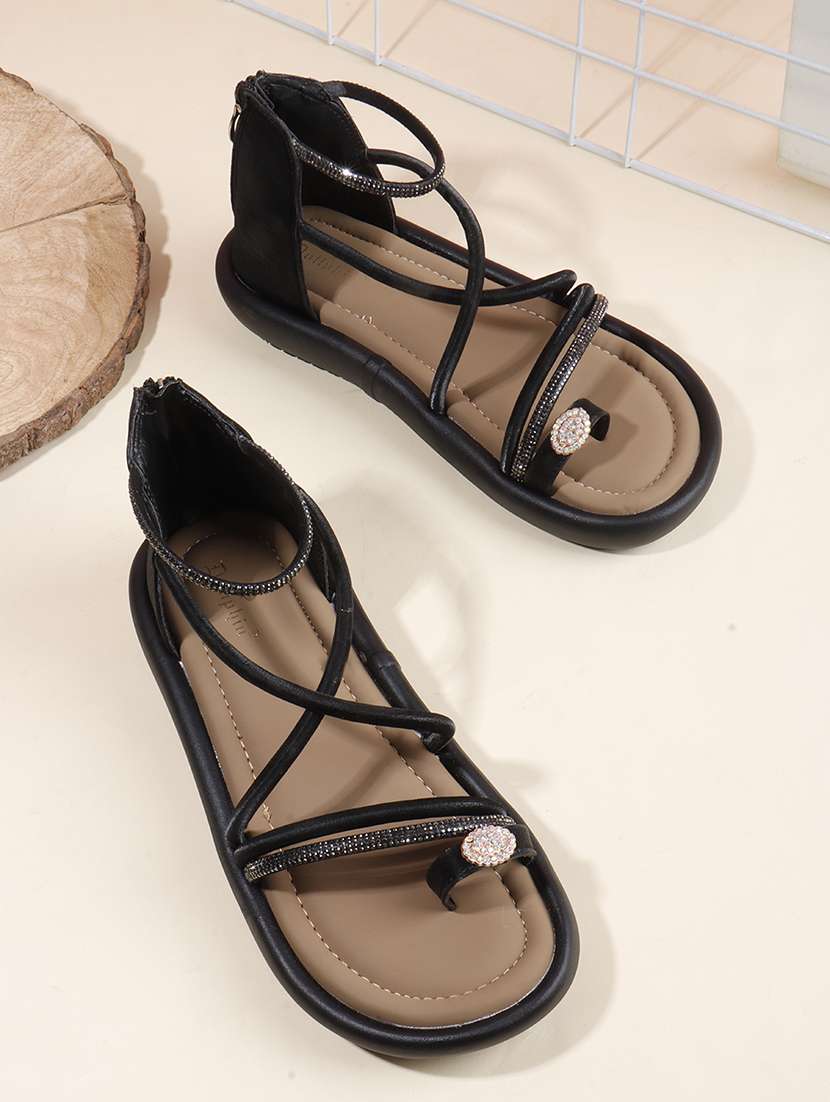 women solid strappy gladiators flats - 22078343 - Zoom Image - 0