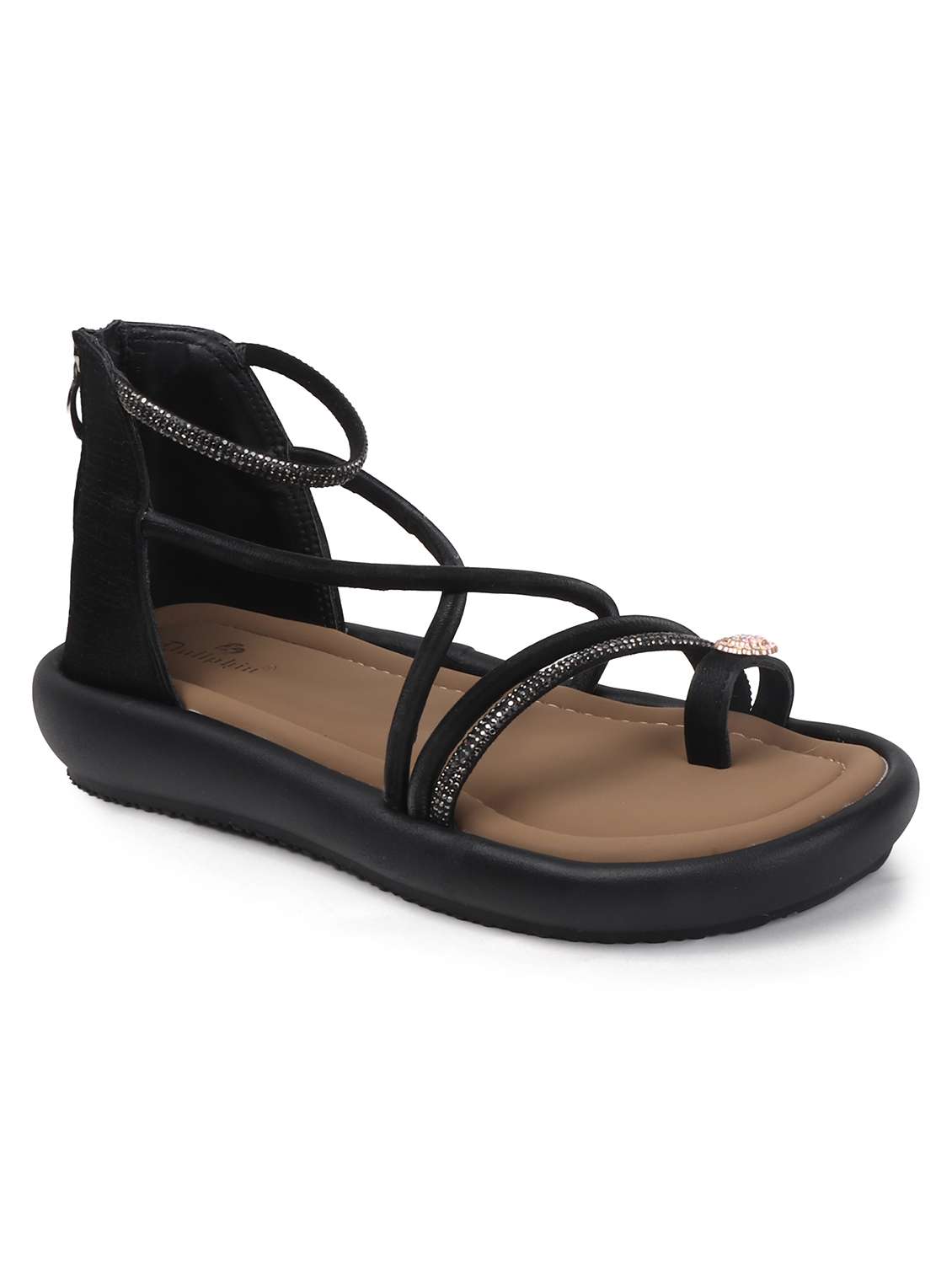women solid strappy gladiators flats - 22078343 - Standard Image - 3