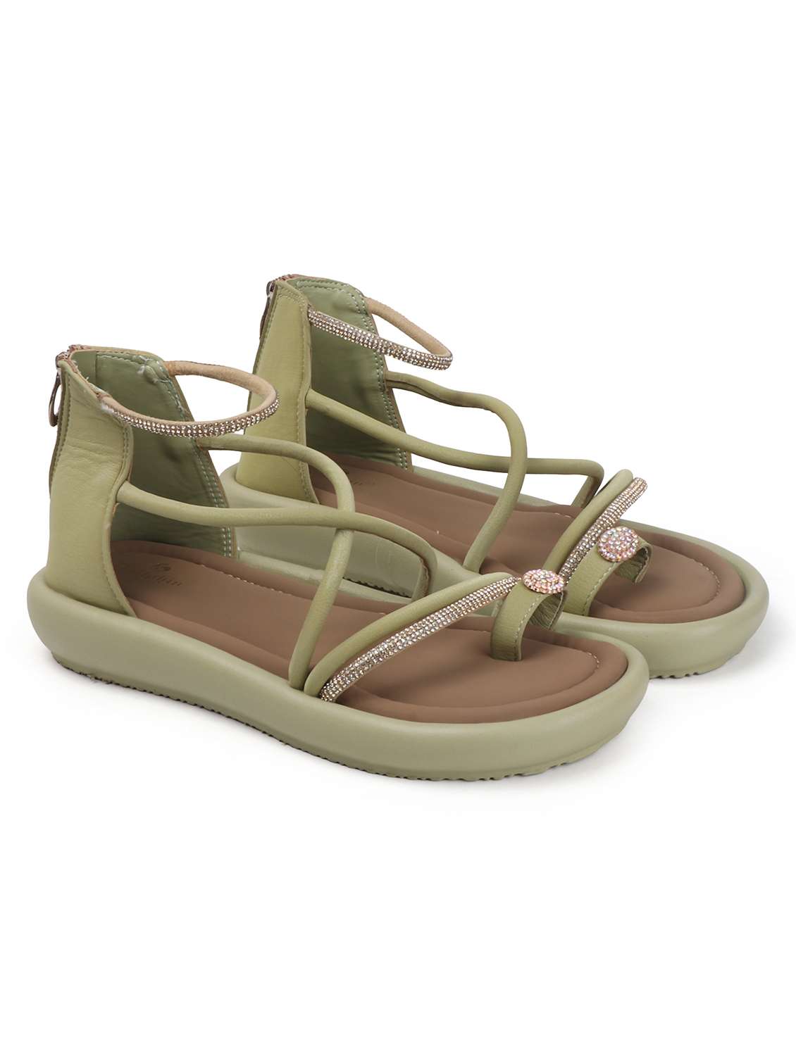 women solid strappy gladiator flats - 22078344 - Standard Image - 3