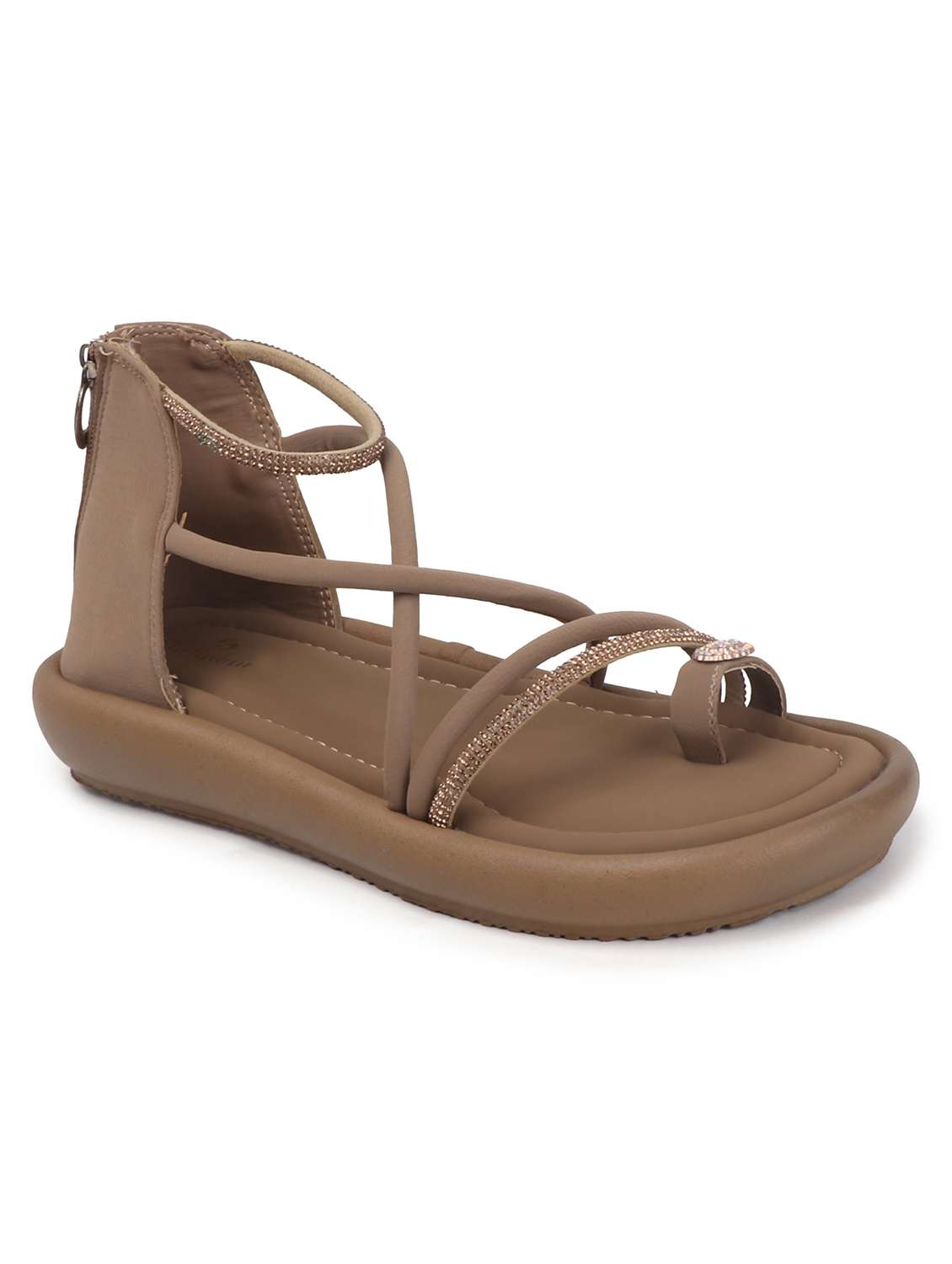 women solid strappy gladiator flats - 22078345 - Standard Image - 3