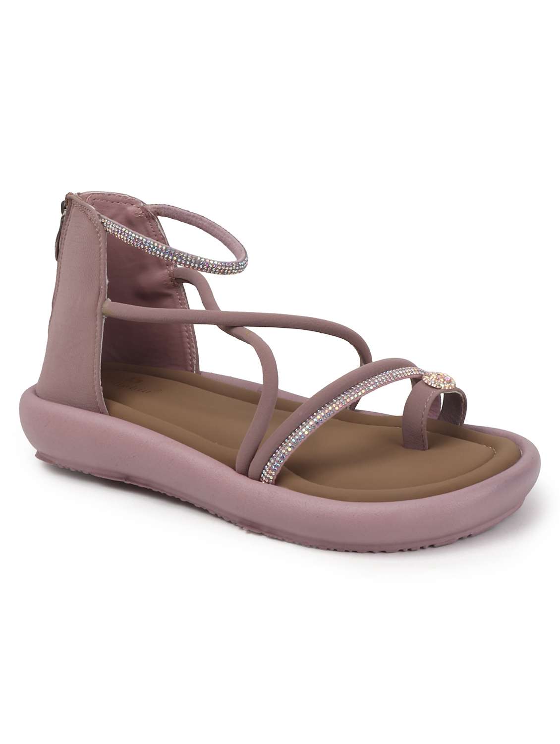 women solid strappy gladiator flats - 22078346 -  Standard Image - 3