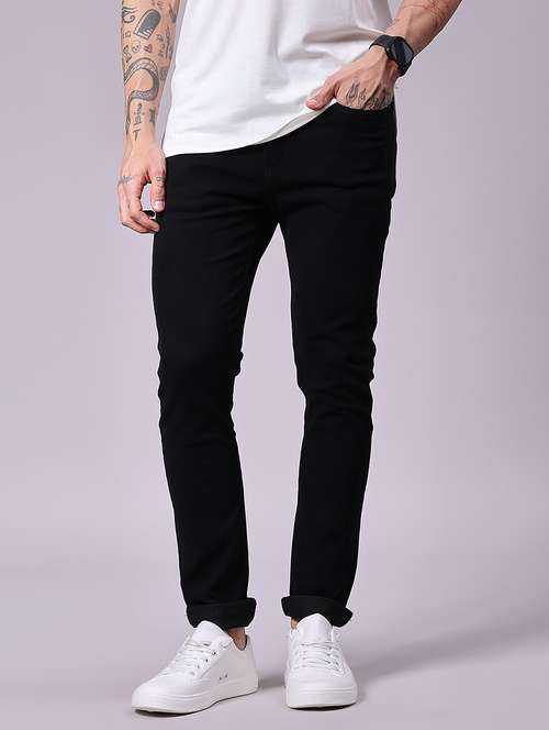 men plain mid rise full length jeans - 22078353 - Standard Image - 0