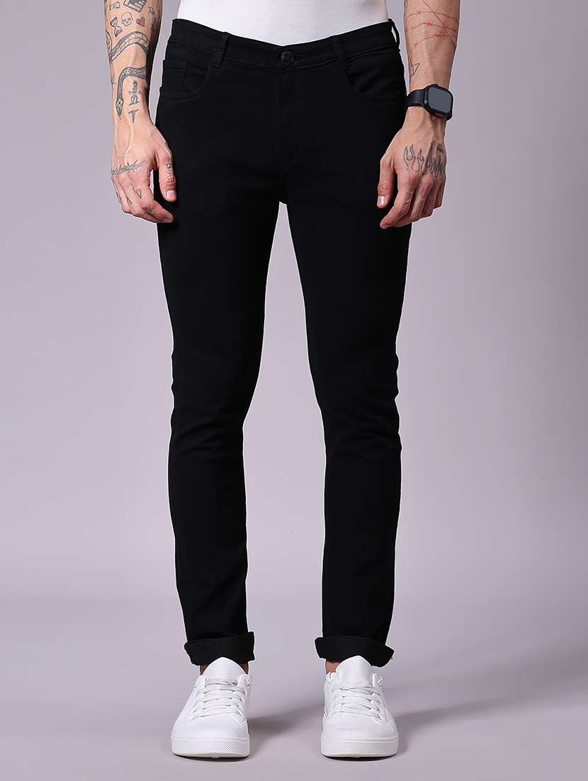 men plain mid rise full length jeans - 22078353 - Standard Image - 3