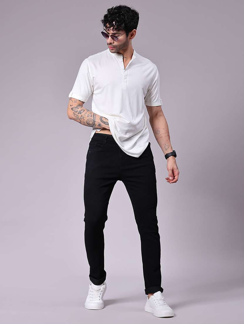 men plain mid rise full length jeans - 22078353 - Standard Image - 5