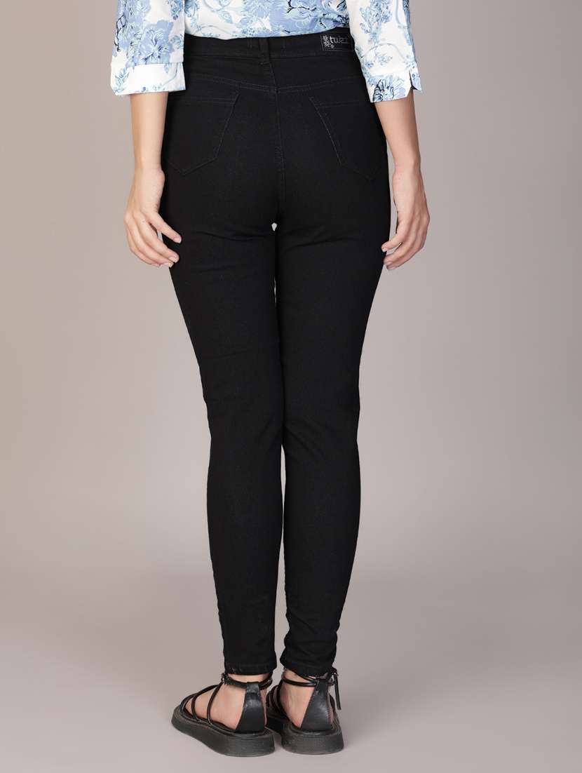 women black solid rise slim fit jean - 22078355 -  Standard Image - 3