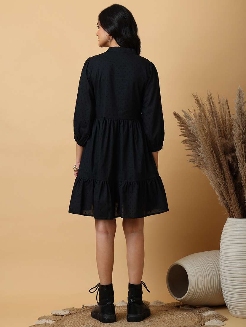 women embellished mandarin neck tiered dress - 22078361 - Standard Image - 3