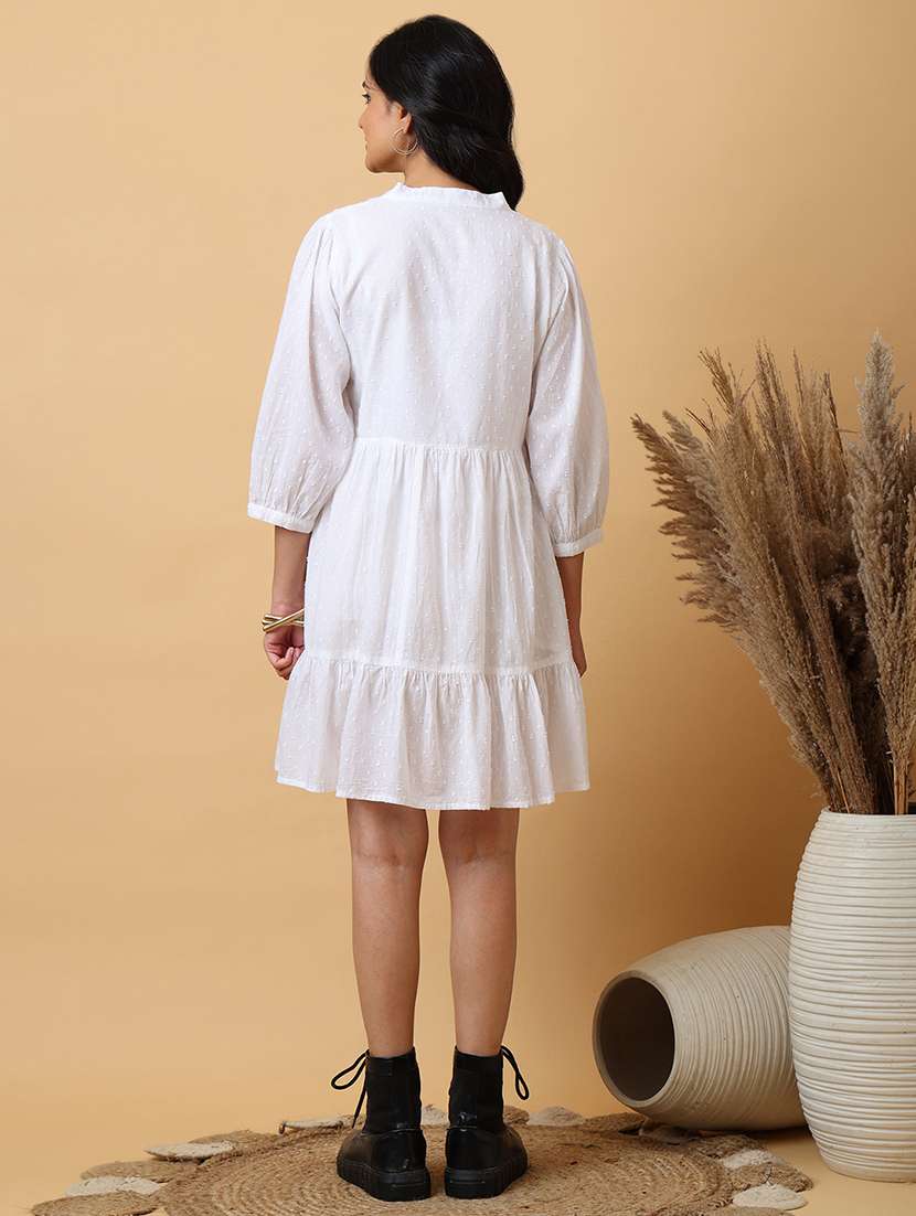 women embellished mandarin neck tiered dress - 22078362 - Standard Image - 3