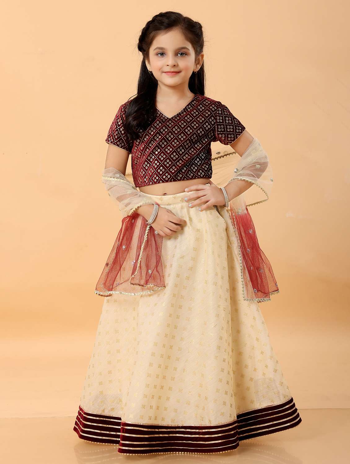 girls printed lehenga choli with dupatta set - 22078382 -  Zoom Image - 0