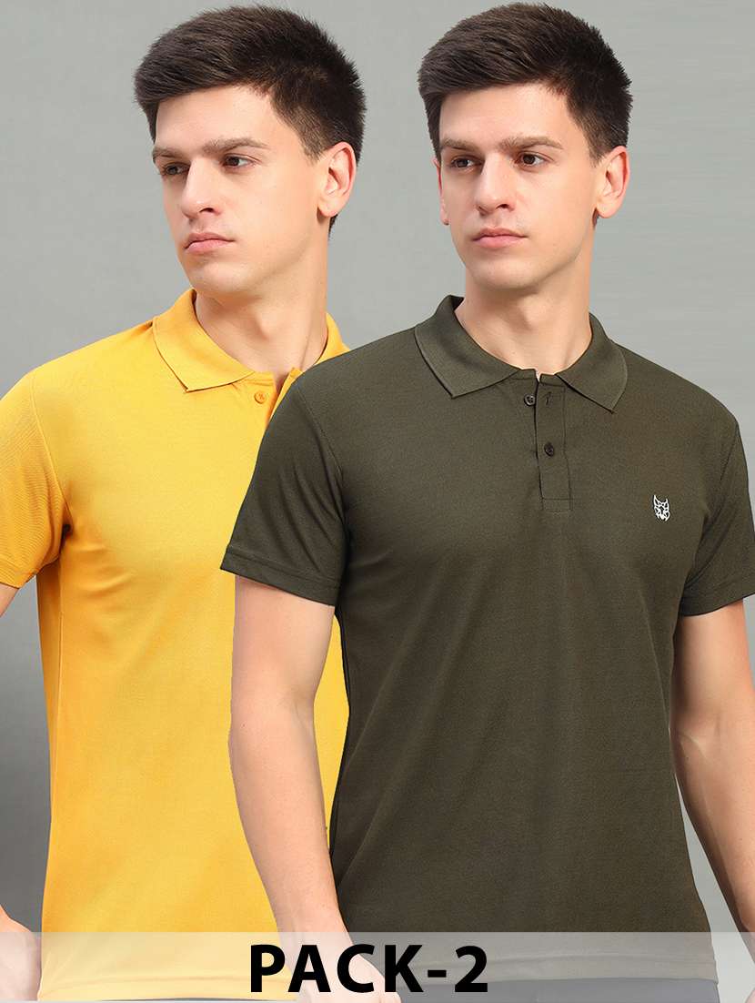 men pack of 2 short sleeve regular fit polo t-shirt