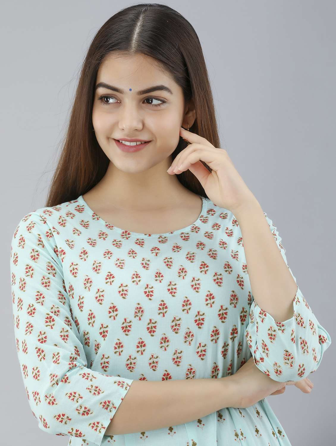 women floral printed three quarter sleeve anarkali ethnic dress - 22078420 - Standard Image - 5