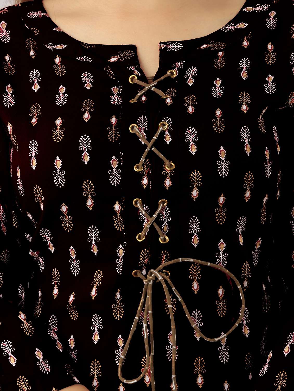 women printed three quarter sleeve straight kurta - 22078421 - Standard Image - 5