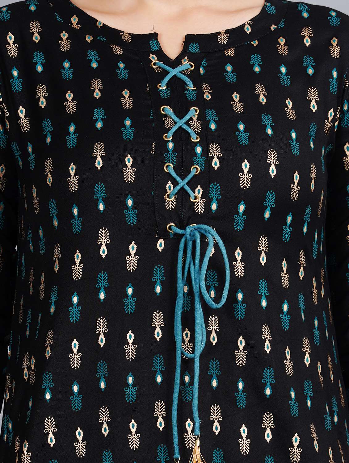 women printed three quarter sleeve straight kurta - 22078422 - Standard Image - 5