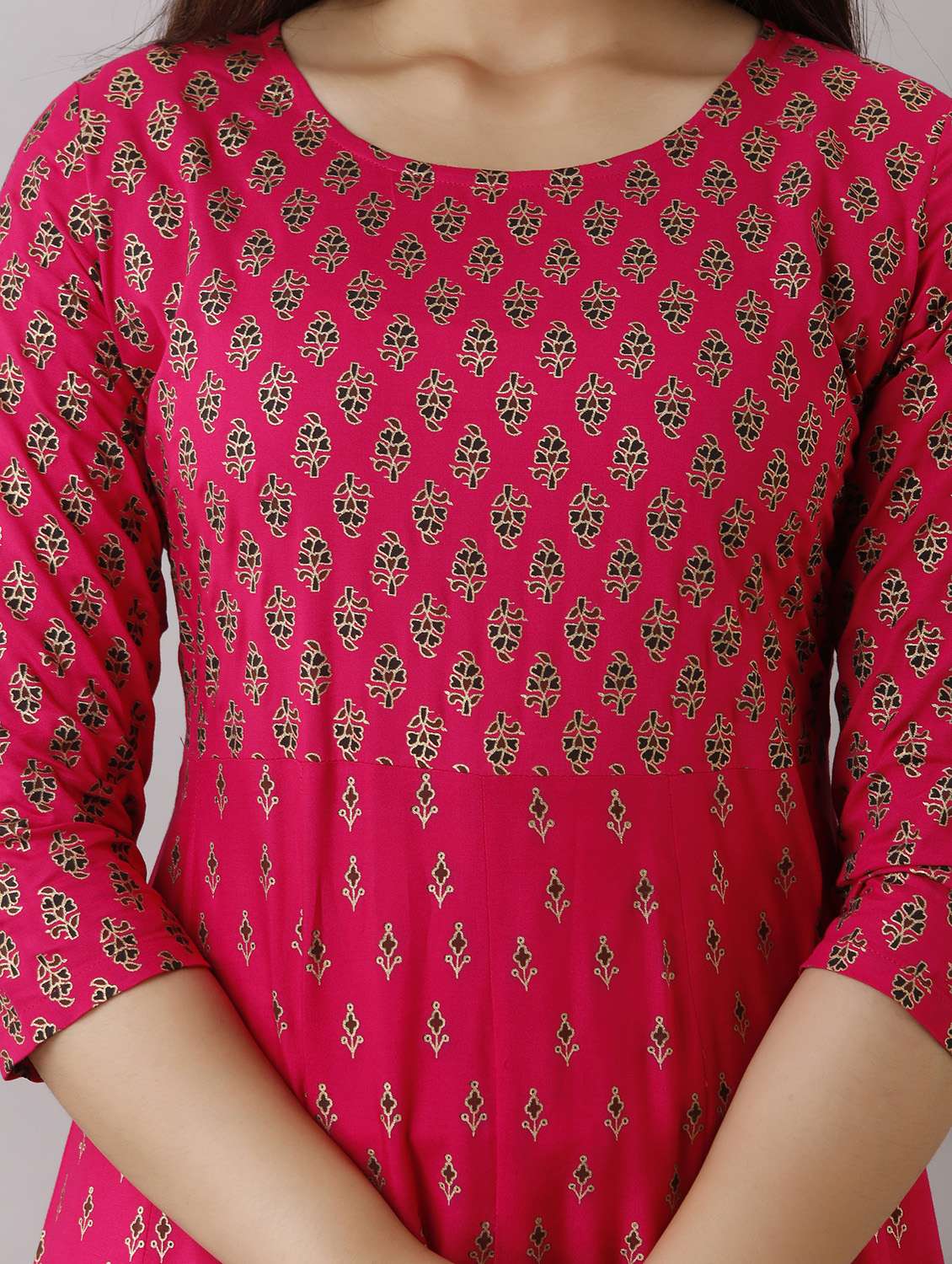 women printed three quarter anarkali ethnic dress - 22078428 - Standard Image - 5