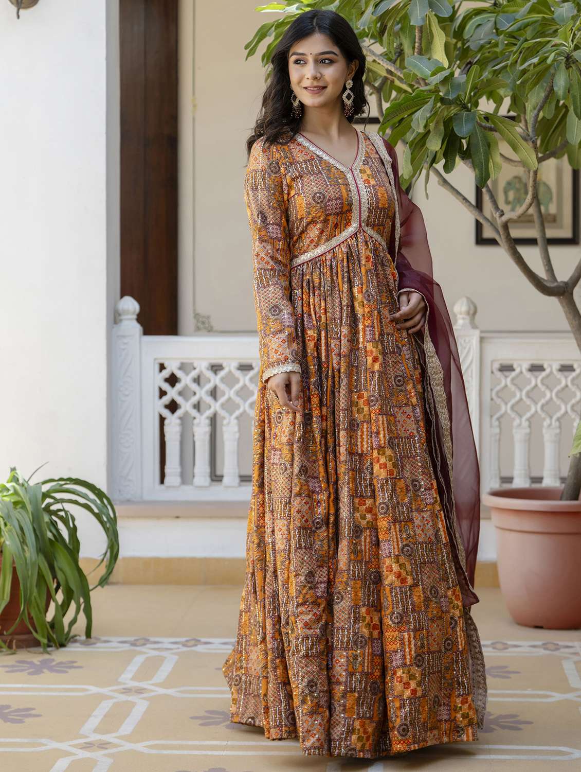 women printed long sleeve anarkali kurta - 22078441 - Standard Image - 3