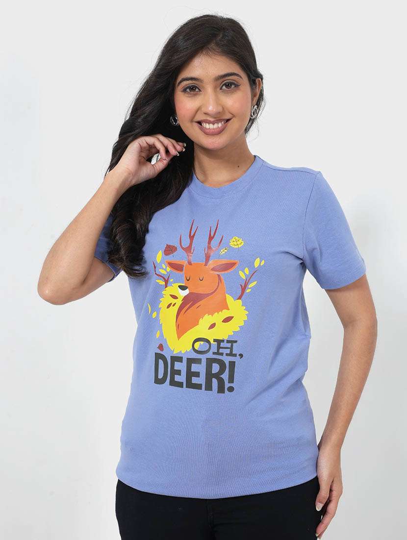 women printed short sleeve regular t-shirt