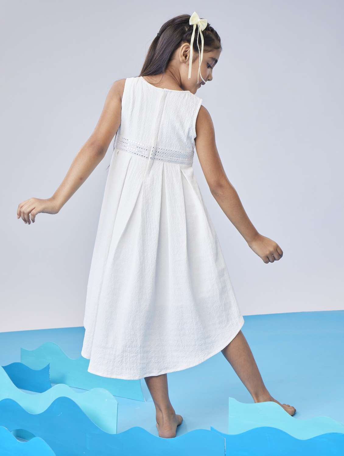 girls solid sleeveless high low dress - 22078493 -  Standard Image - 3