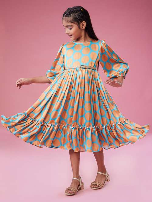 girls polka doted puff sleeve tiered dress - 22078499 - Standard Image - 0