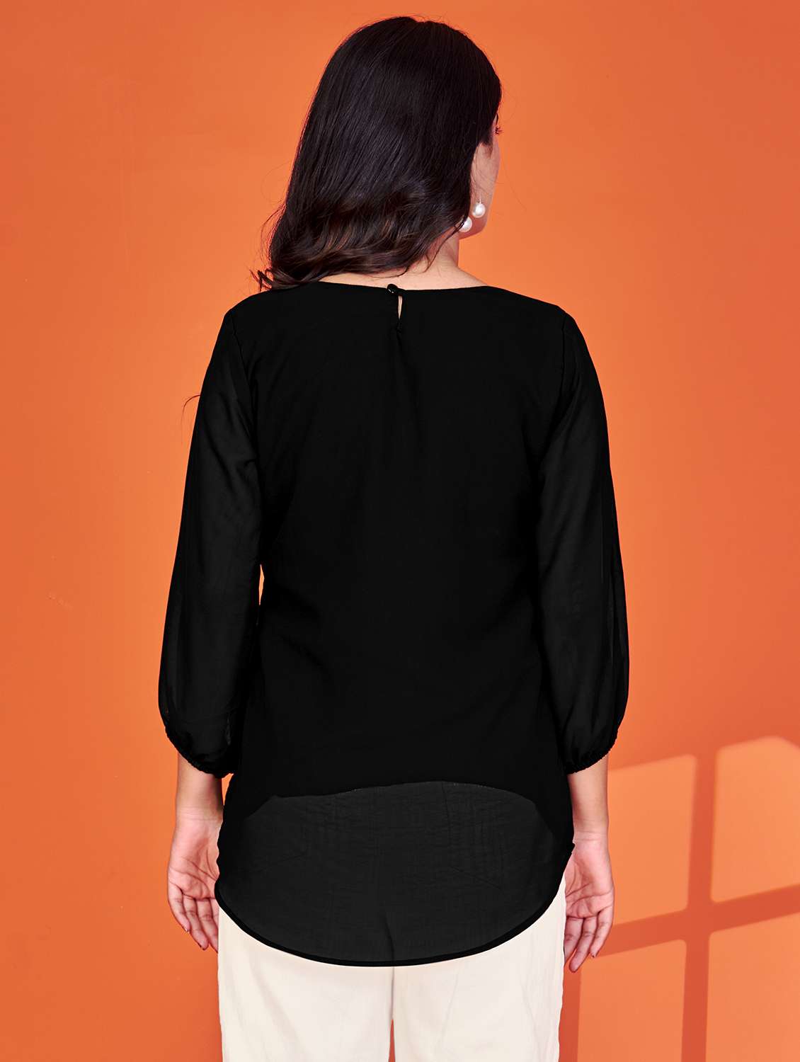 women black embroidered  notch neck tunic - 22078502 -  Standard Image - 3