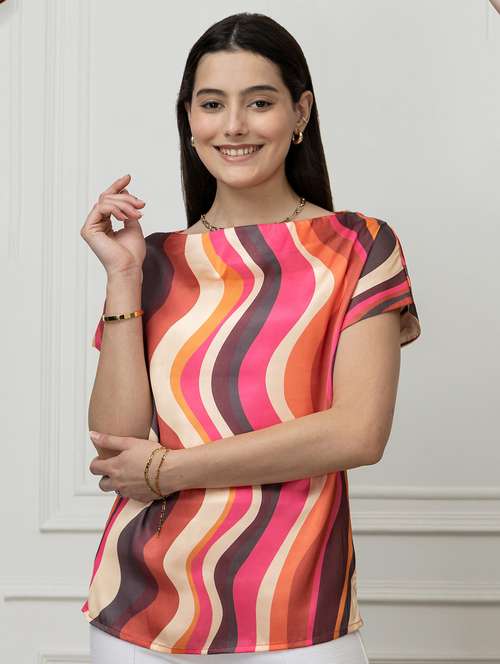 women printed short sleeve regular top - 22078520 - Standard Image - 0