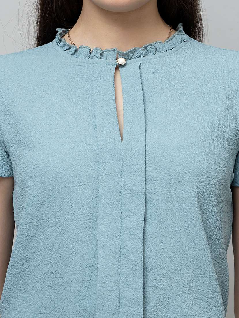 women solid puff sleeve regular top - 22078525 - Standard Image - 3