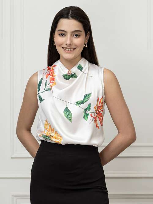 women printed cowl neck sleeveless regular top - 22078529 - Standard Image - 0