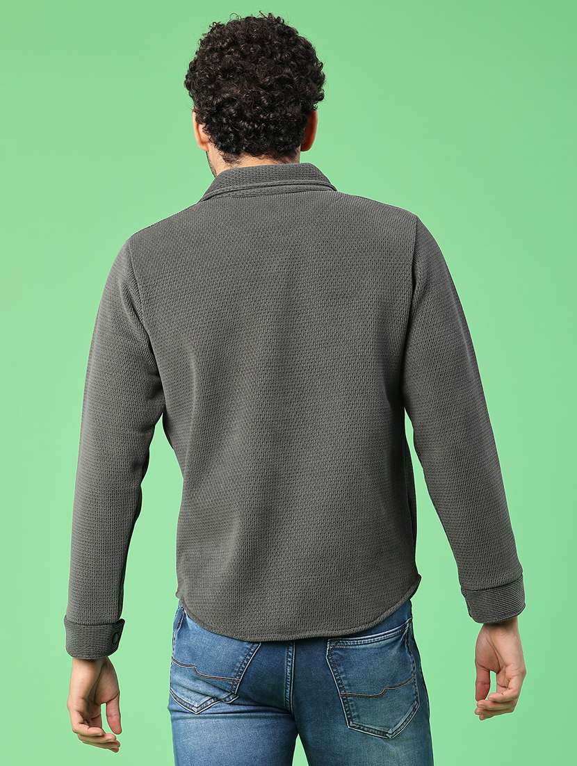 men self design long sleeve regular fit shacket - 22078868 -  Standard Image - 3