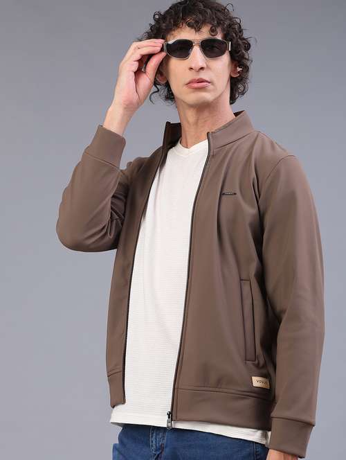 men solid stand collar long sleeve bomber jacket - 22078871 -  Standard Image - 0