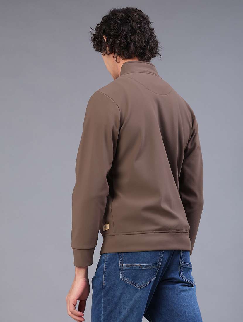 men solid stand collar long sleeve bomber jacket - 22078871 -  Standard Image - 3