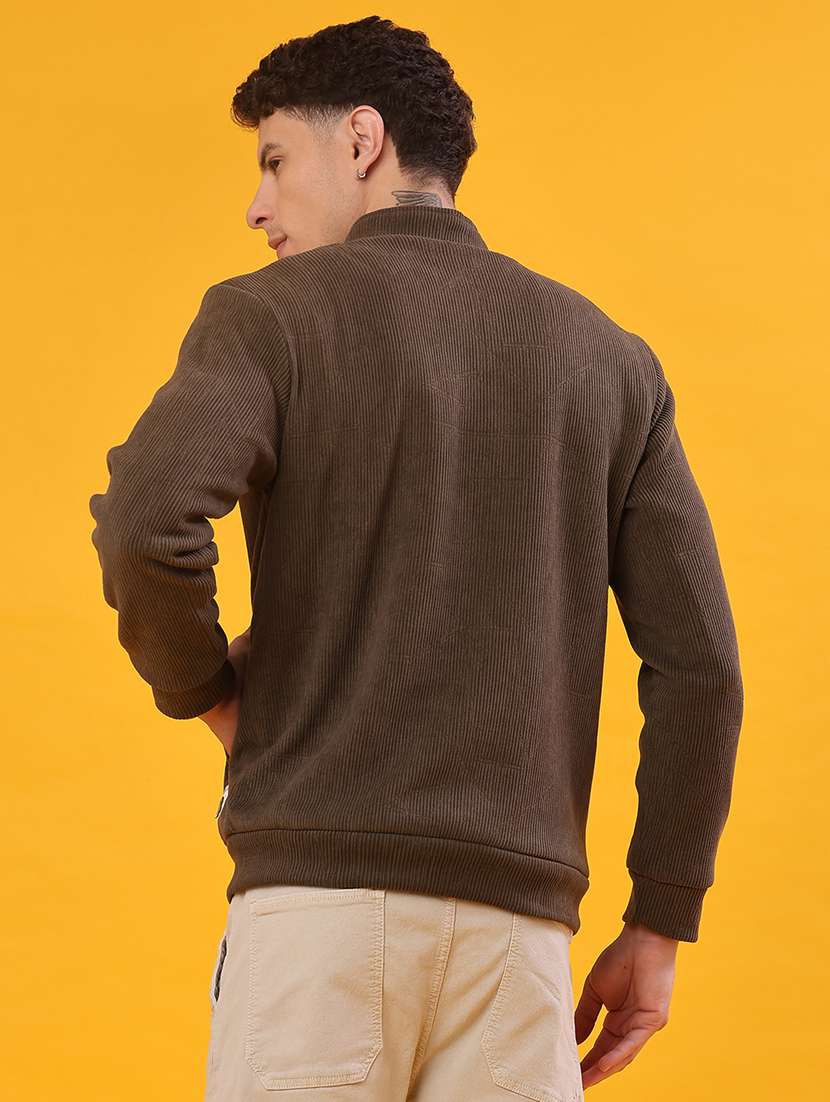 men solid stand collar long sleeve bomber jacket - 22078878 -  Standard Image - 3